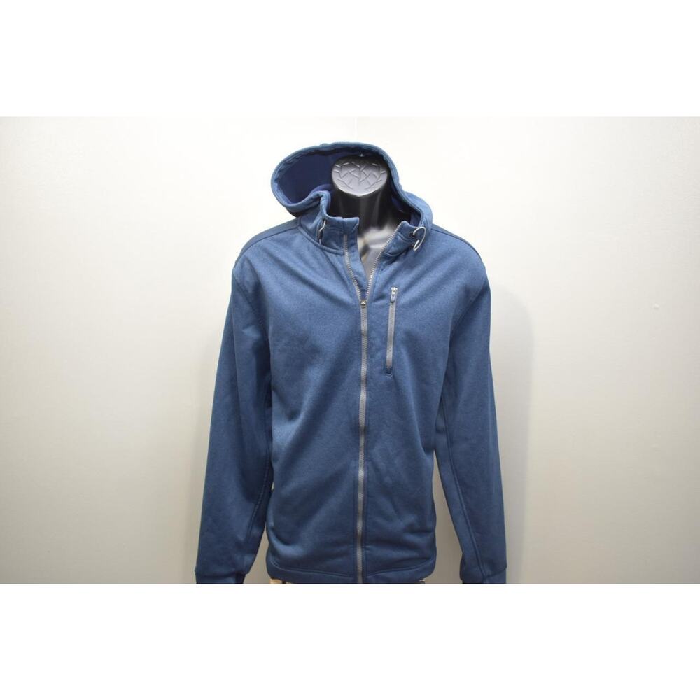 Izod Fleece SoftShell Jacket Hooded Full Zip Blue Performance Mens Size XL - Picture 2 of 8